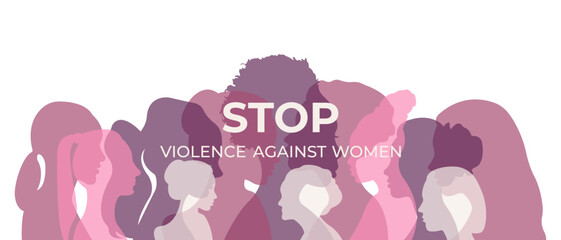 International Day for the Elimination of Violence Against Women.Horizontal banner with silhouettes of women.Vector illustration.
