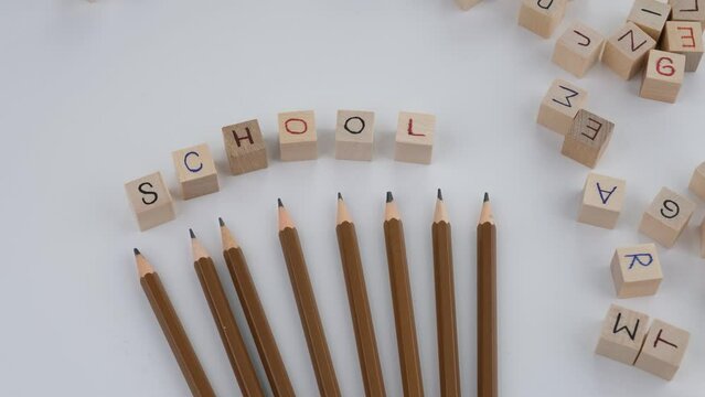 school wooden words