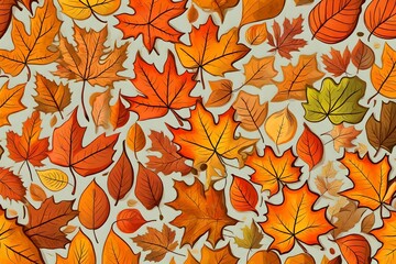autumn leaves seamless pattern generated by AI technology