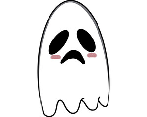 The ghost has a very scary face. It's really scary.