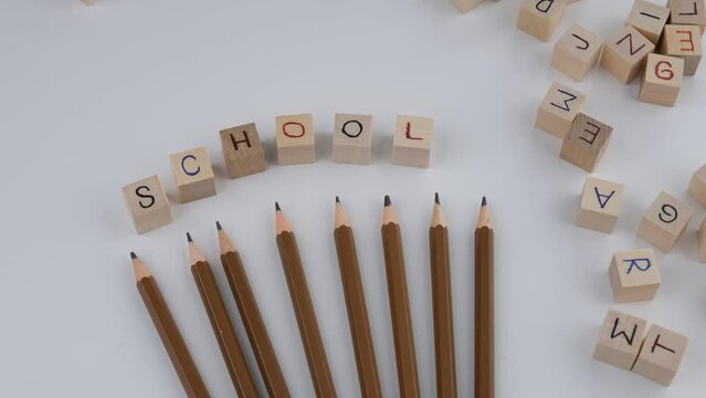 school wooden words