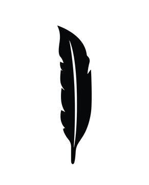 Birds feather silhouette, writing quill flat design
