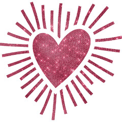 funkelndes Herz mit Strahlen mit transparentem Hintergrund 