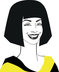 Portrait of a woman with a bob haircut and a genuine smile