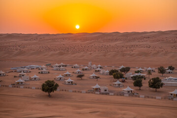 A desert and dune landscape in Oman