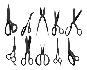 Sketchy image of scissors silhouette. Stationery, pocket, kitchen, manicure, surgery, hairdressers, tailor, garden, household