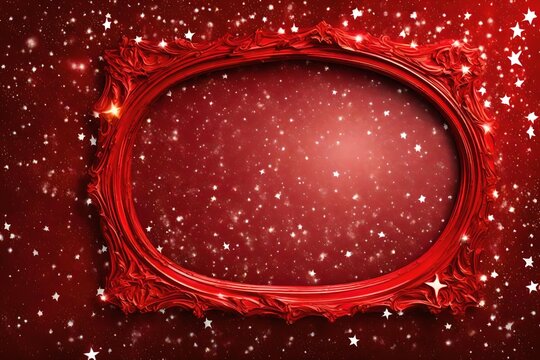 Starry red frame with copy space