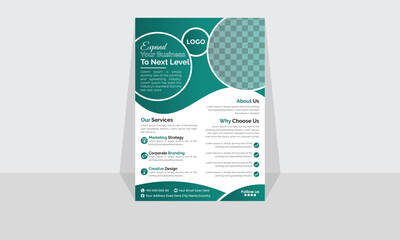 Corporate modern business flyer template design set, minimal business flyer template or eye catching flyer design, flyer in A4 with colorful business proposal, modern with green and white flyer