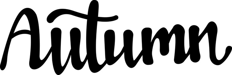 Autumn. Beautiful inscription "Autumn" from black letters written by hand. Silhouette. Stencil. Clipart. © hockey_mom