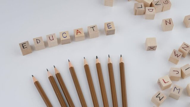educate wooden words