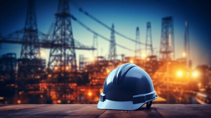 Electrical Engineer Overlooking High Voltage Tower. Generative ai