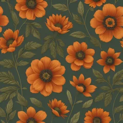 Fotobehang seamless floral pattern © Jada