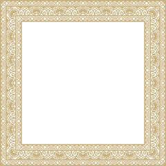 Vector gold square classic renaissance ornament. Endless european border, revival style frame..