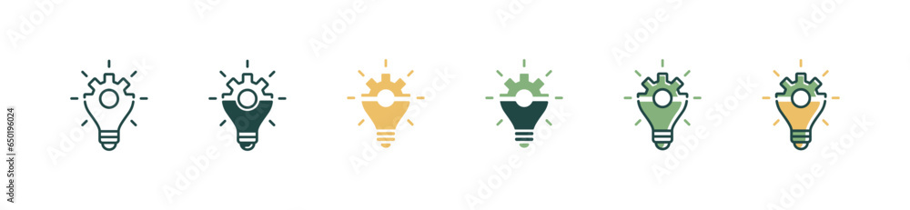 Poster innovation idea lightbulb with gear manage icon vector business problem solve management creative th