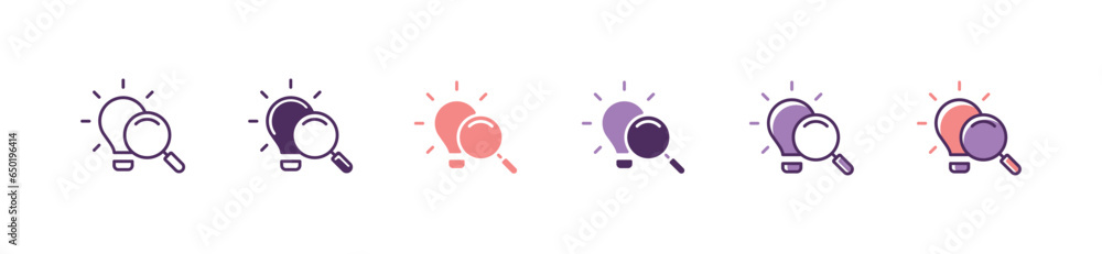 Poster simple search magnifier idea icon lightbulb find creative solution vector business think innovation 