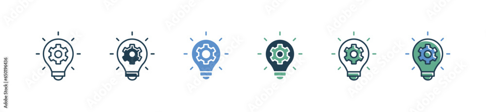 Poster lightbulb idea with gear icon vector business creative inspiration simple thinking symbol solution m