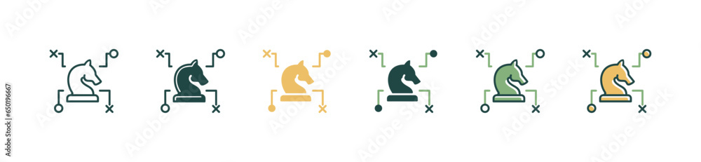 Aufkleber chess knight strategy decision business plan icon vector tactical objective problem solving signs illustration for web and app
