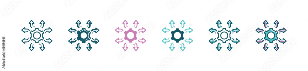 Poster gear strategy decision planning icon vector business cogwheel control tactic option solution directi