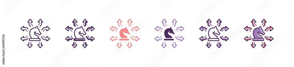 Fototapete knight strategy decision business action icon vector solution move act based analysis implementation symbol illustration roadmap planning option design