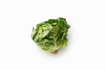 Fresh green salad head isolated on white background