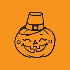 Jack-O-Lantern Pumpkin Head illustration for Halloween on yellow background