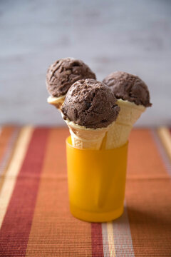Chocolate ice-cream cornets