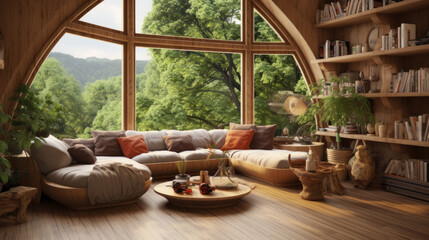 Fototapeta premium Interior of a cozy room in eco style