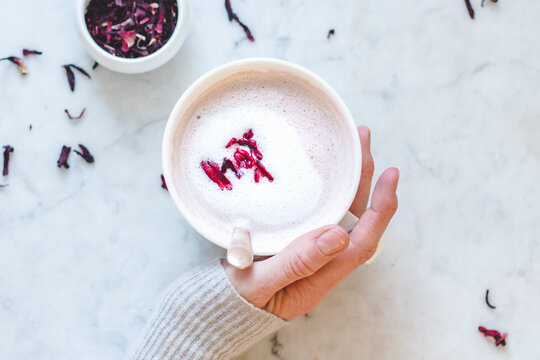 Moon Milk with Hibiscus Flowers
