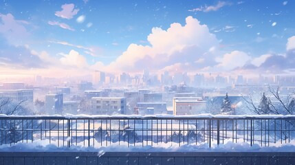 屋上から街並み（冬）