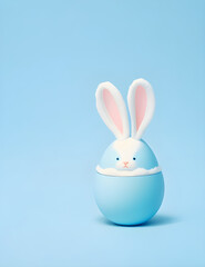 Blue Easter egg in the shape of a rabbit. 
