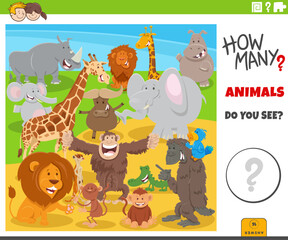 counting cartoon wild animals educational game