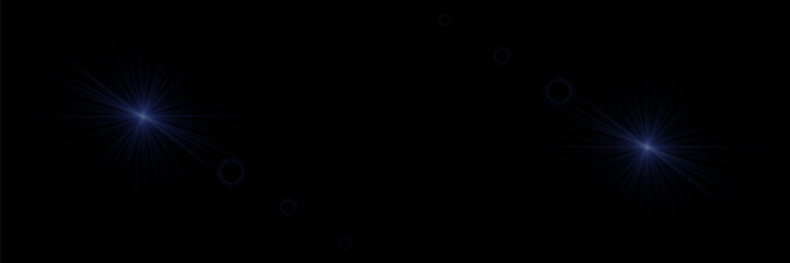 Set of lighting effects. Glare of light and lines. On a black background.