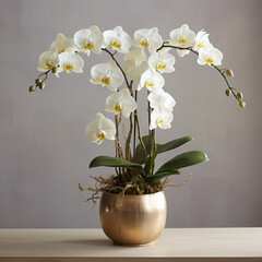 White orchid in pot 