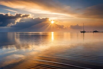 Obraz premium Beautiful sunrise over the sea stock photo