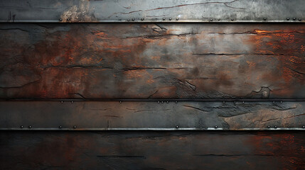 Steel and copper with rust texture with nice structure as graphical element, grey, silver and brown| Generative AI - obrazy, fototapety, plakaty