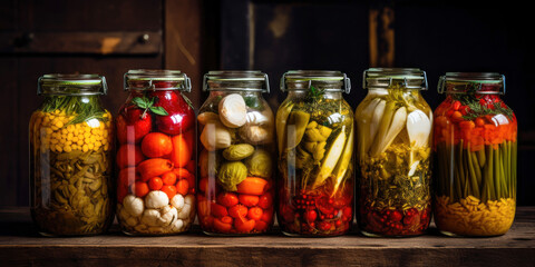 Fermented vegetables in jars