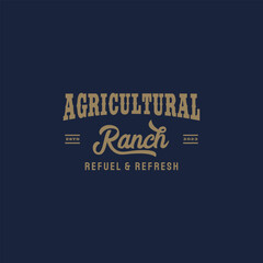 creative typography agricultural ranch eco farming logo design with vintage, retro and hipster styles