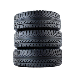 stack of automobile tires isolated on white transparent background 
