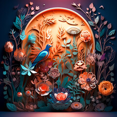 Obraz na płótnie Canvas Beautiful colorful paper flowers background, generative AI.