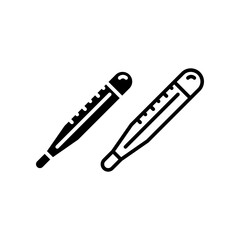 Glass thermometer line and glyph icon. Medical thermometer. Laboratory alcoholic temperature measurement instrument. Vector illustration design