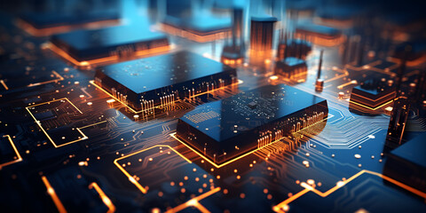 A digital circuit board background highlights the everevolving , Circuitry Innovation Concept