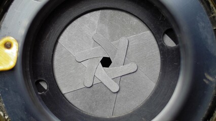 Camera Lens Aperture Diaphragm Iris Opening And Closing when Taking Pictures
