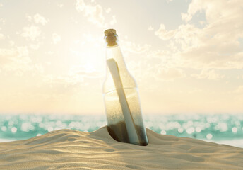 Message In A Bottle On The Beach