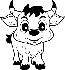 Bull animal vector, coloring page