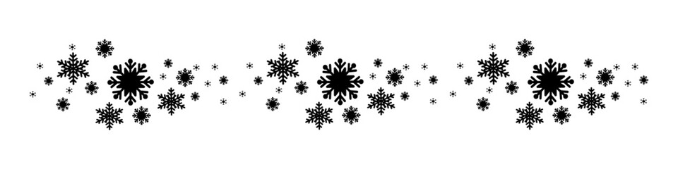 Snowflakes. White winter background with Snowflakes border. Christmas background for greeting card. Snowflake. Xmas ornament or design. Vector