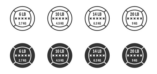 Crossfit ball icon set. Medicine ball logo. Vector illustration.