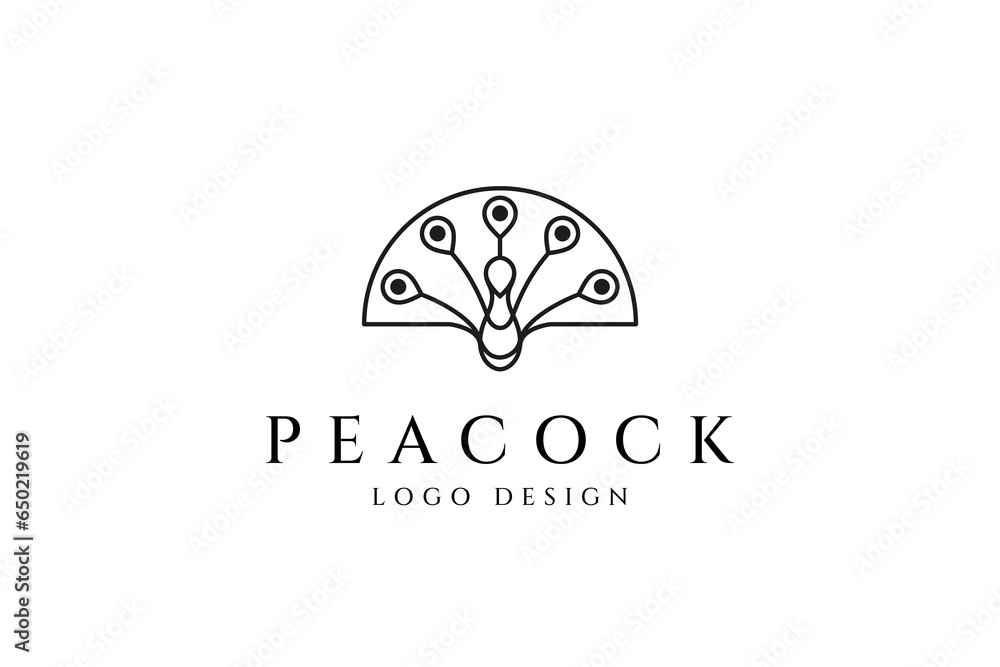 Wall mural Beautiful peacock linear logo design