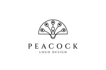 Beautiful peacock linear logo design