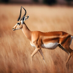 Springbok antelope running in the grass - obrazy, fototapety, plakaty