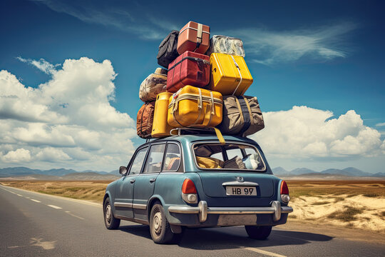 Luggage on top of car sale